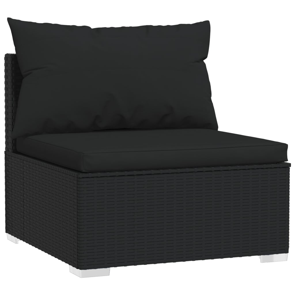 vidaXL 10-tlg. Garten-Lounge-Set mit Kissen Schwarz Poly Rattan