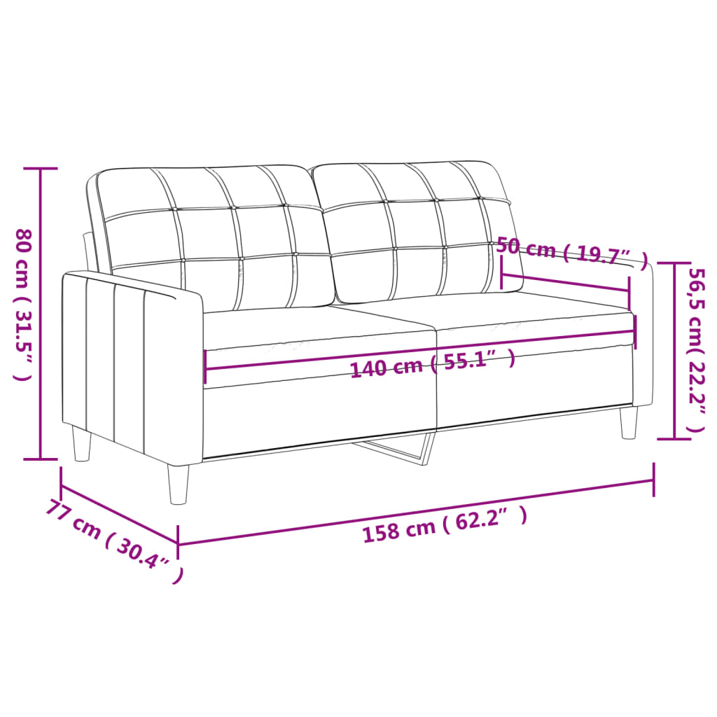 vidaXL 2-Sitzer-Sofa Dunkelgrau 140 cm Stoff