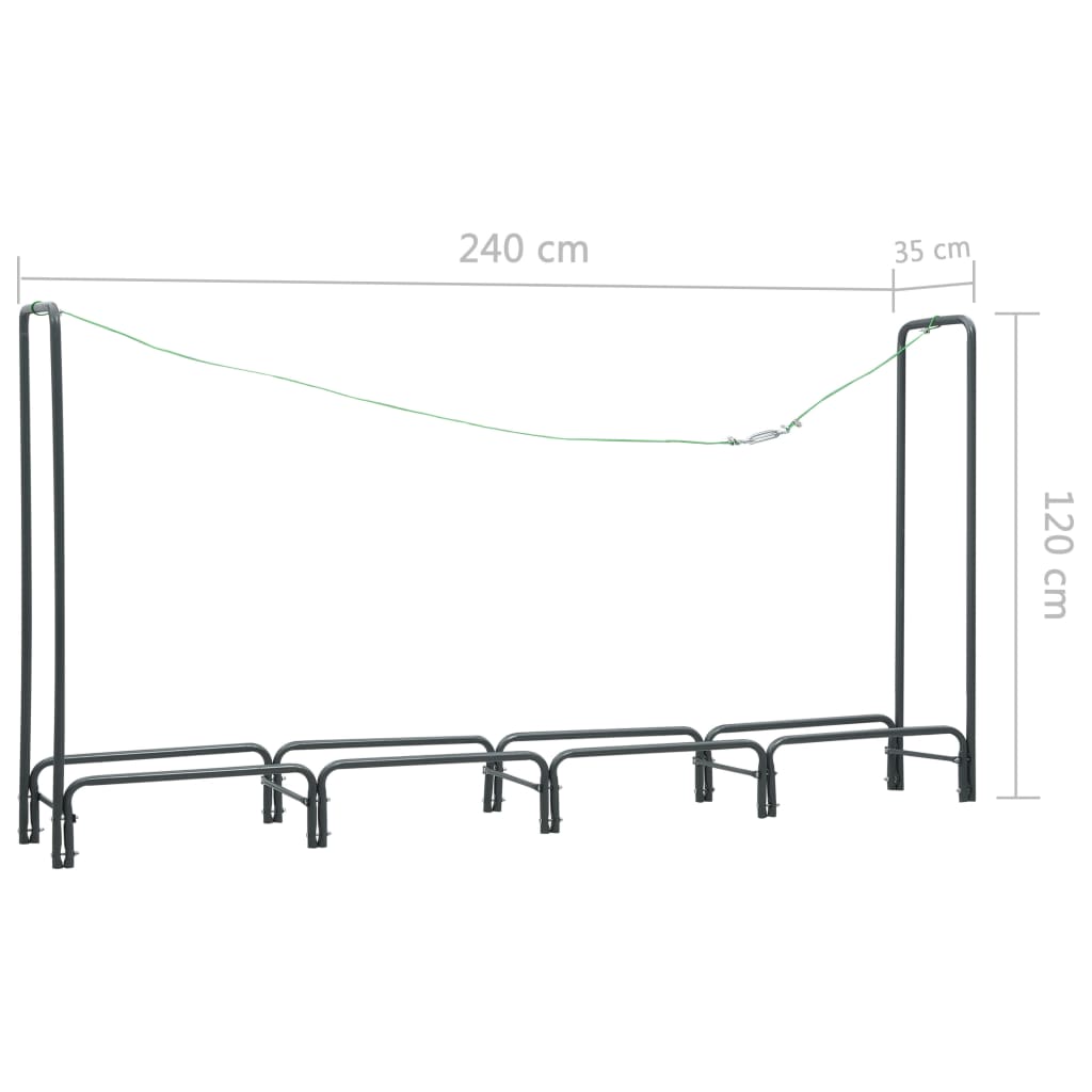 vidaXL Brennholzregal Anthrazit 240×35×120 cm Stahl