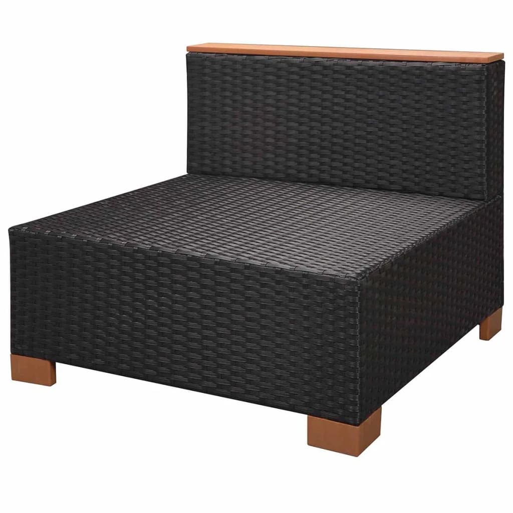 vidaXL 10-piece garden lounge set with cushions poly rattan black