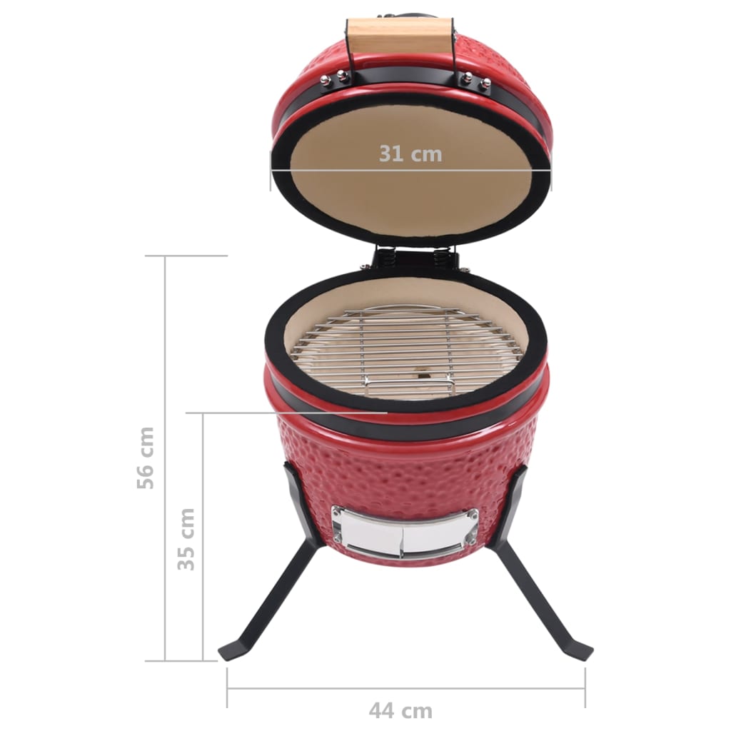 vidaXL 2-in-1 Kamado-Grill Smoker Keramik 56 cm Rot