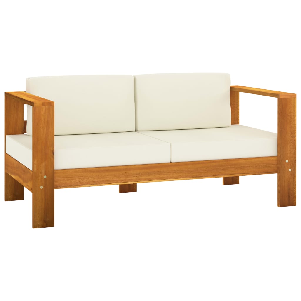 vidaXL 10-tlg. Garten-Lounge-Set mit Creme Auflagen Massivholz Akazie