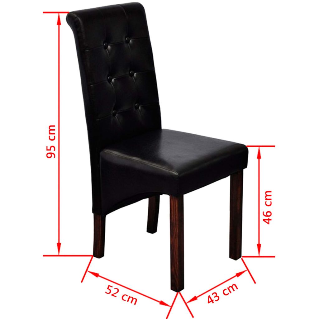  vidaXL Esszimmerstühle 6 Stk. Schwarz Kunstleder