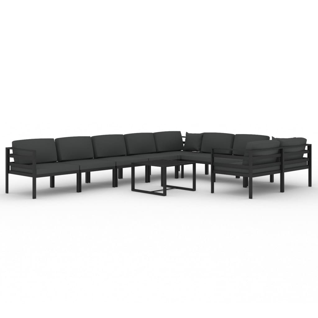 vidaXL 10-tlg. Garten-Lounge-Set mit Kissen Aluminium Anthrazit