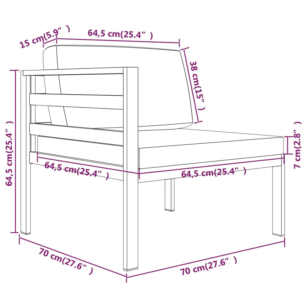 vidaXL 10-tlg. Garten-Lounge-Set mit Kissen Aluminium Anthrazit