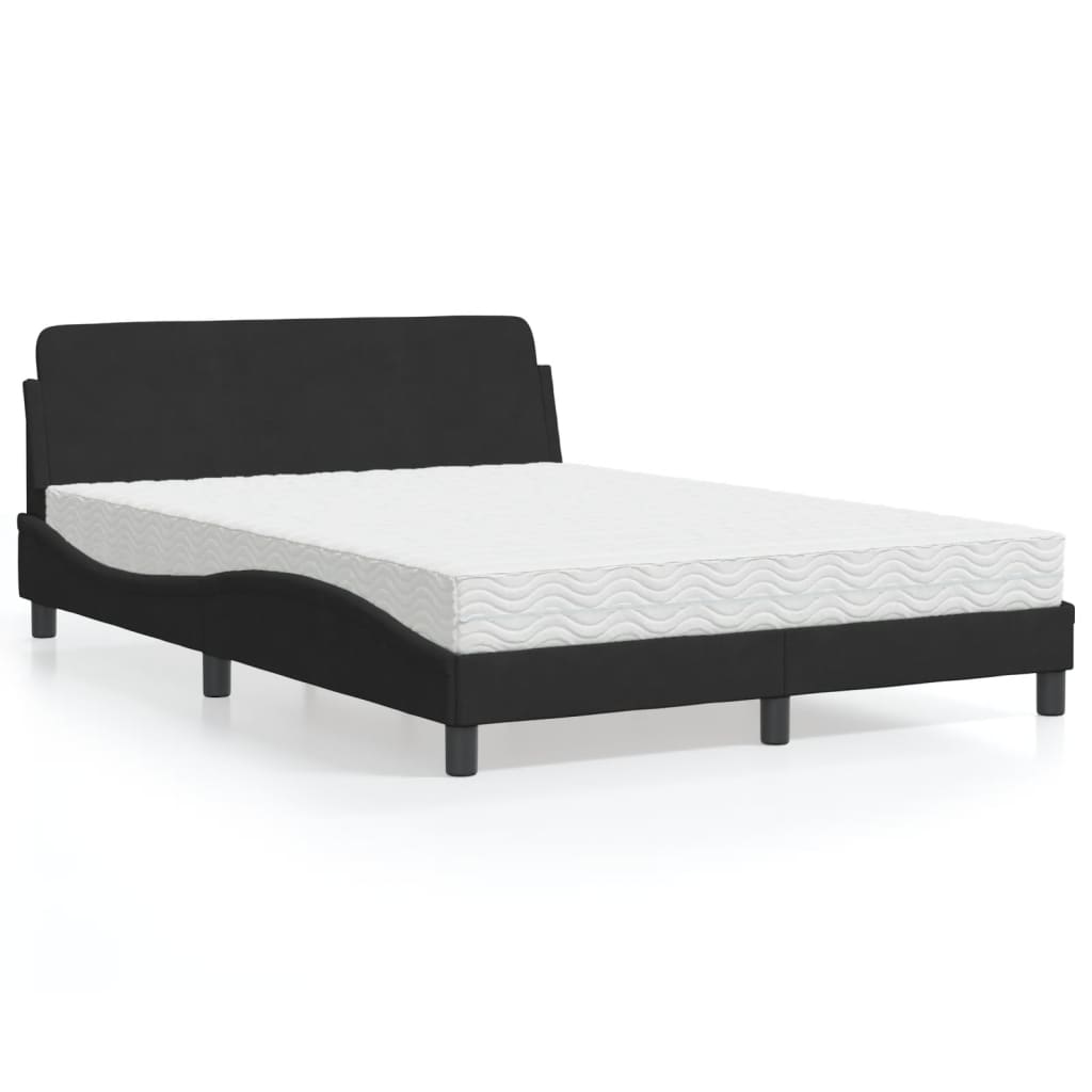 vidaXL Bett mit Matratze Schwarz 140x190 cm Samt