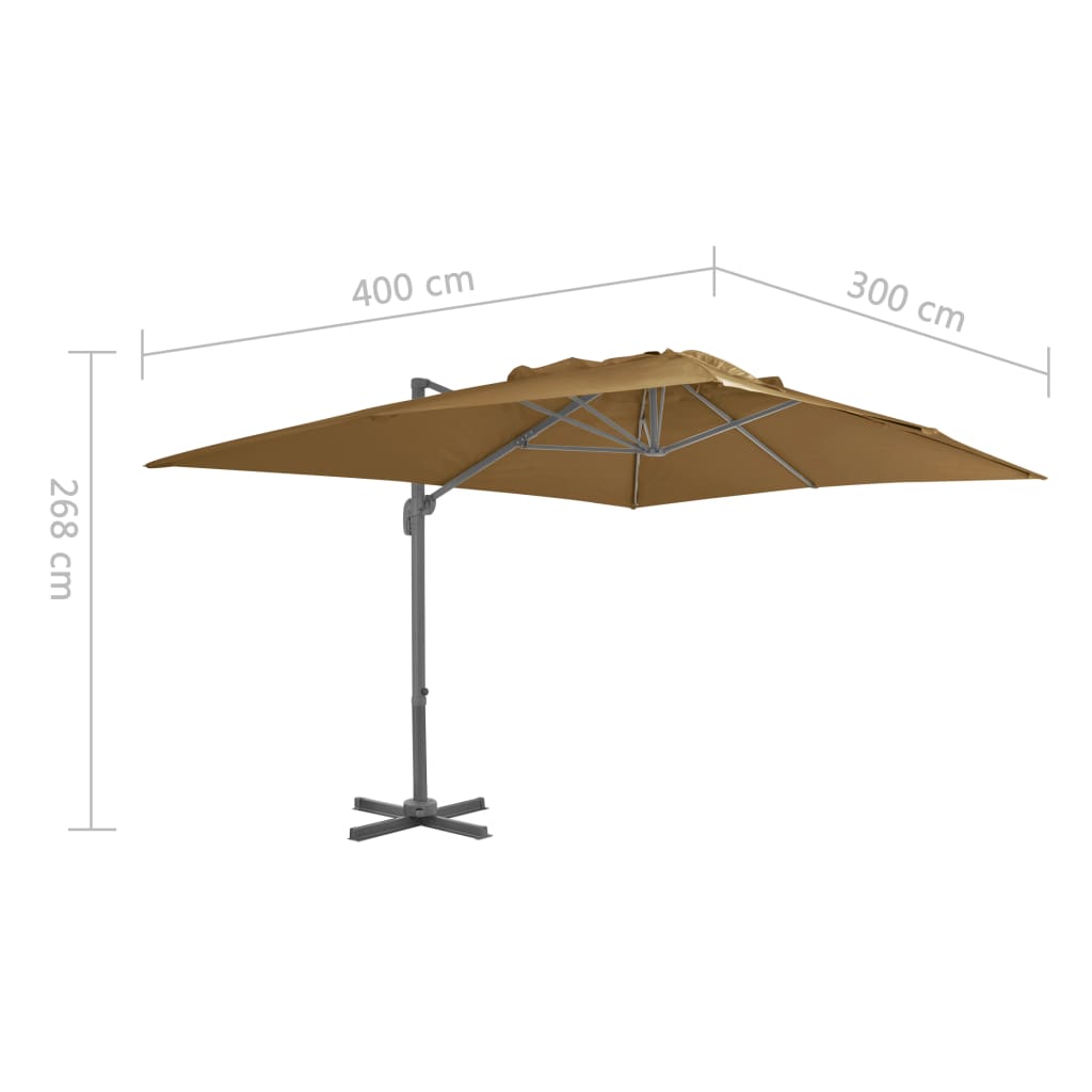 vidaXL Ampelschirm mit Aluminium-Mast 400x300 cm Taupe