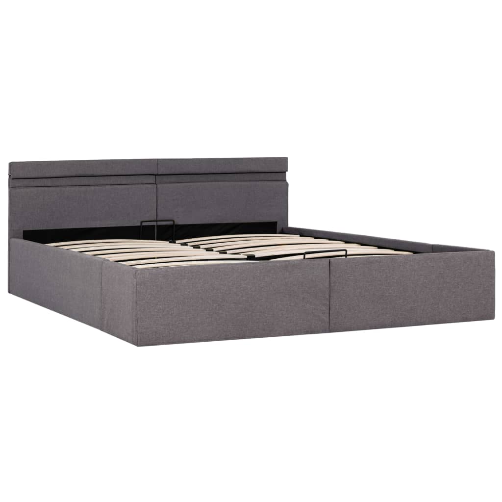 vidaXL Bett mit Bettkasten Hydraulisch mit LED Taupe Stoff 160x200 cm 