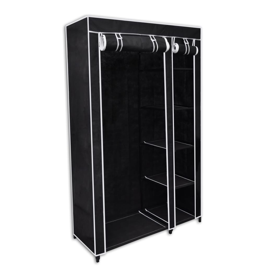 vidaXL Faltbarer Stoffschrank Schwarz 110 x 45 x 175 cm 