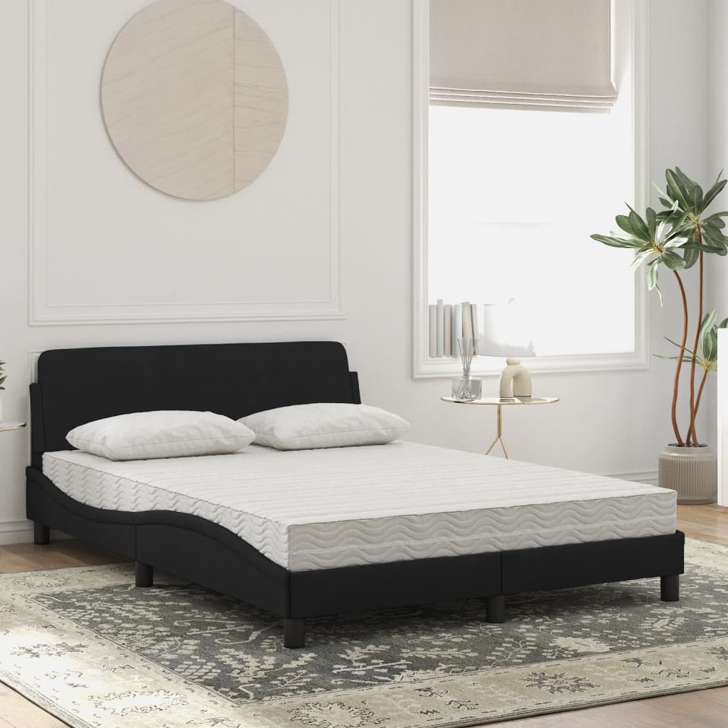 vidaXL Bett mit Matratze Schwarz 140x200 cm Samt