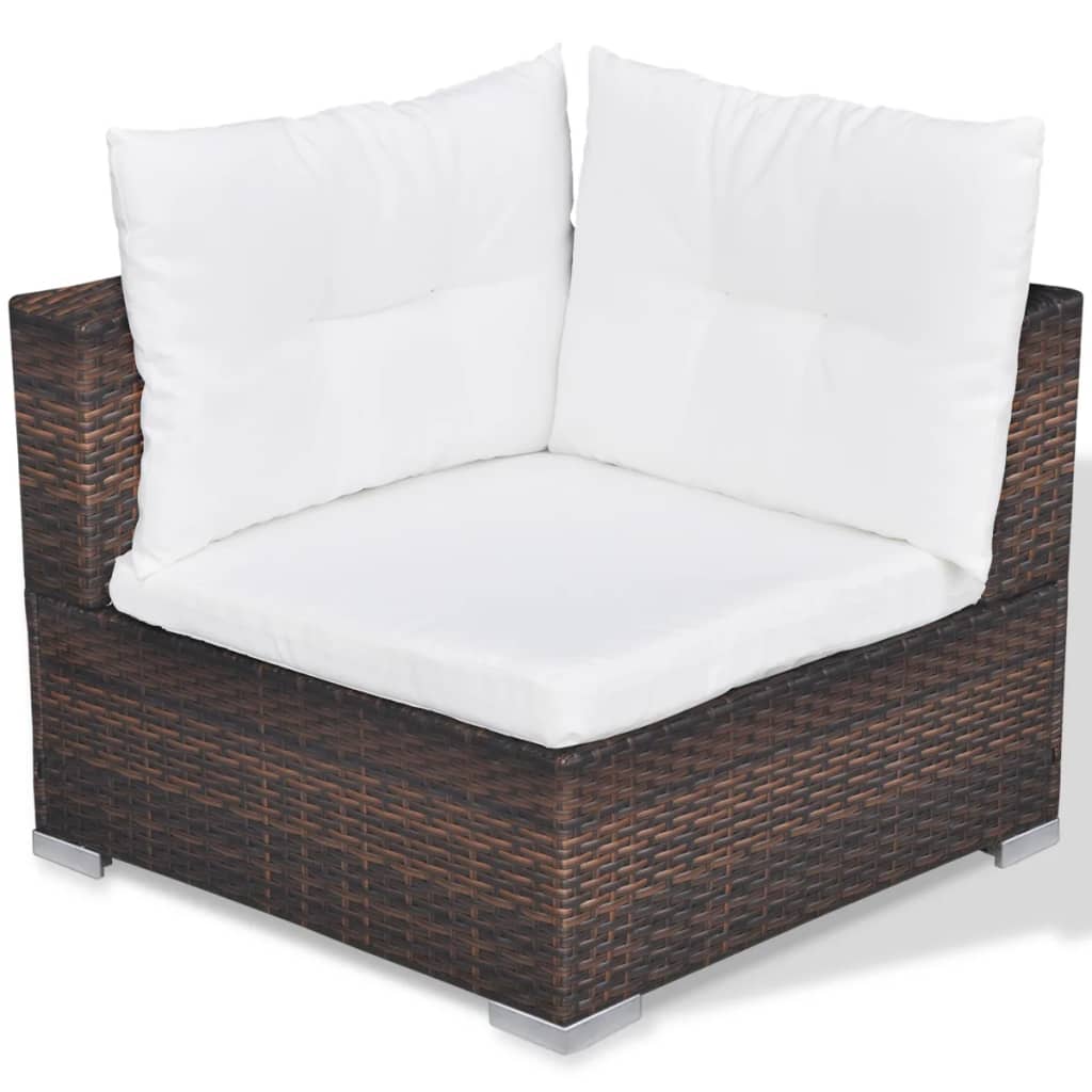 vidaXL 10-tlg. Garten-Lounge-Set mit Auflagen Poly Rattan Braun