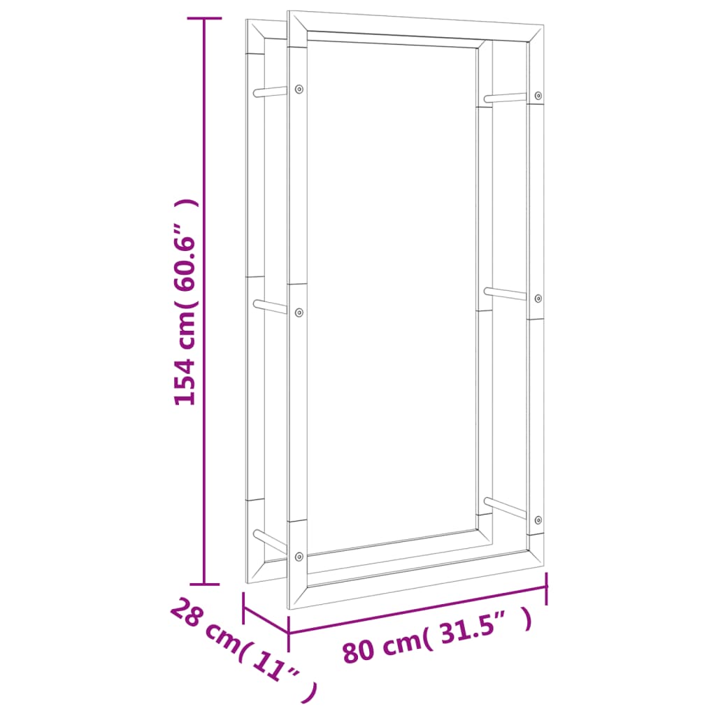 vidaXL Brennholzregal 80x28x154 cm Edelstahl