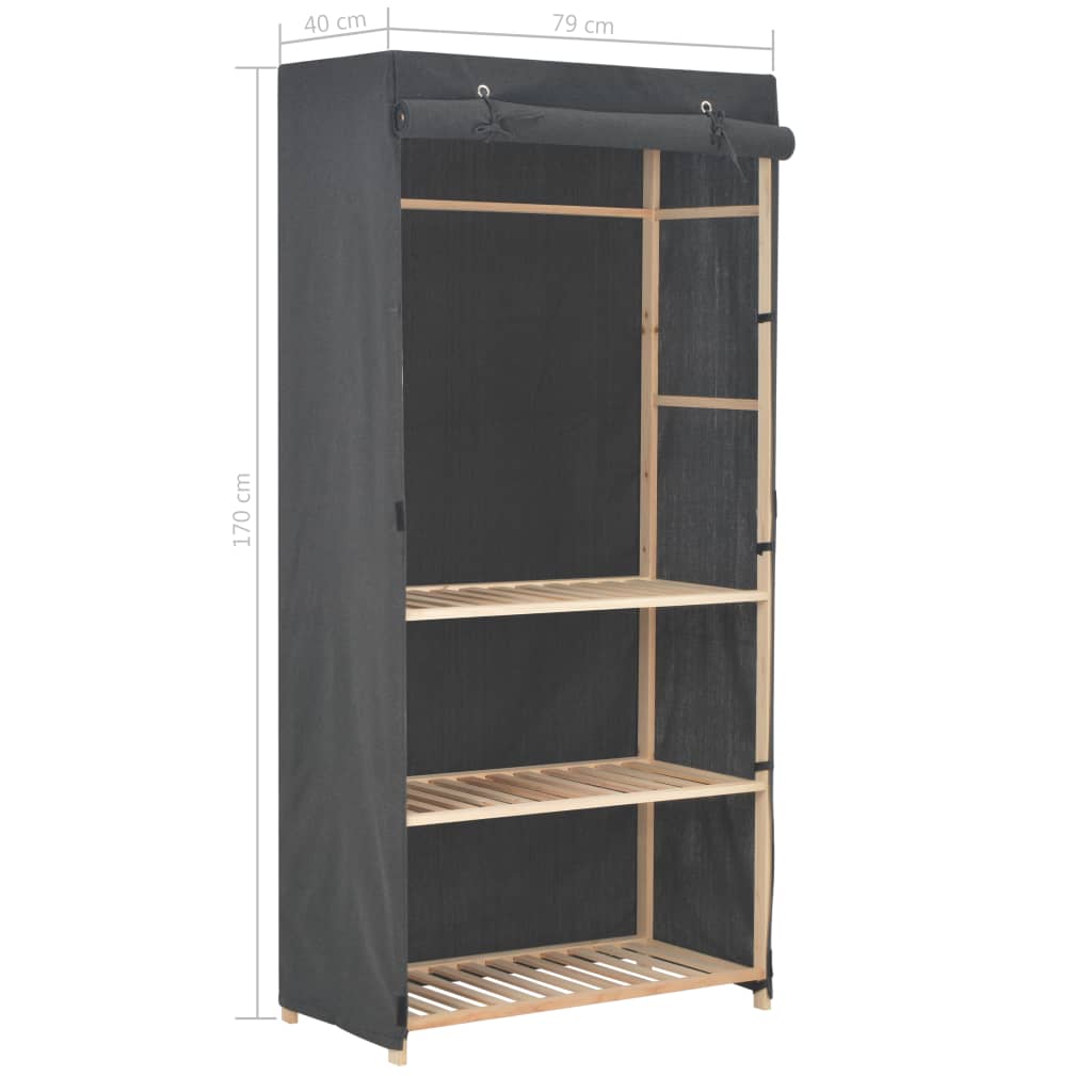 vidaXL 3-stufiger Kleiderschrank Grau 79 x 40 x 170 cm Stoff