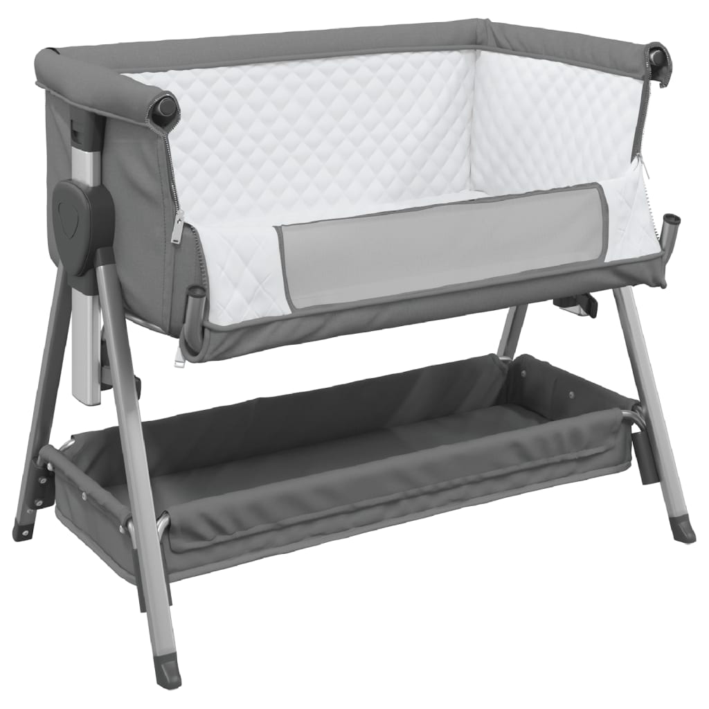 vidaXL Babybett mit Matratze Dunkelgrau Leinenstoff