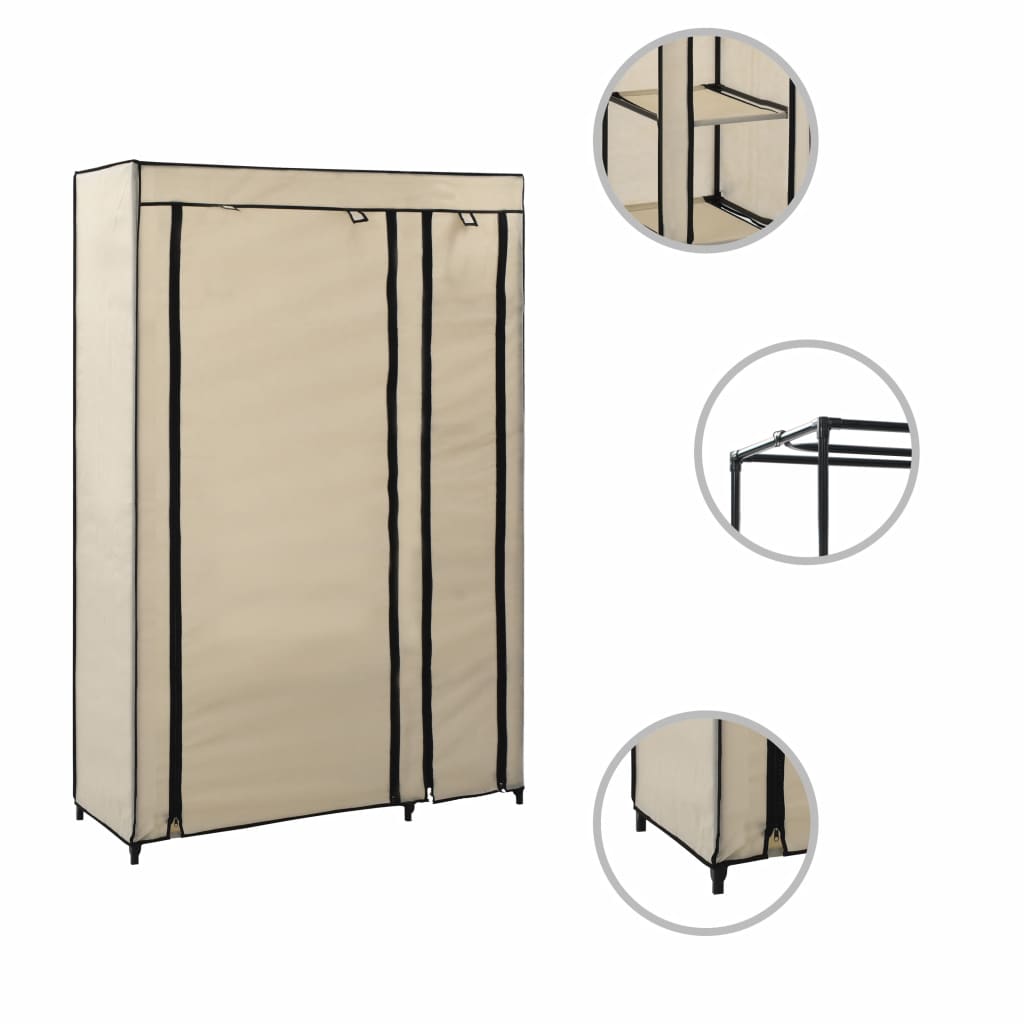 vidaXL Faltschrank Creme 110x45x175 cm Stoff