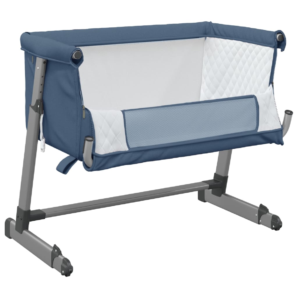 vidaXL Babybett mit Matratze Marineblau Leinenstoff