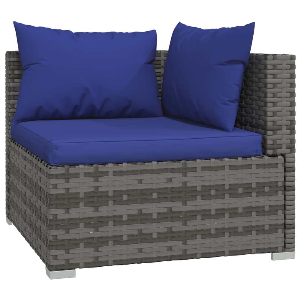 vidaXL 10-piece garden lounge set with cushions poly rattan grey