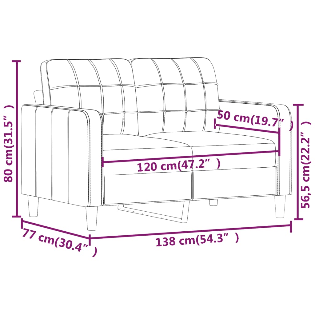 vidaXL 2-Sitzer-Sofa Creme 120 cm Kunstleder