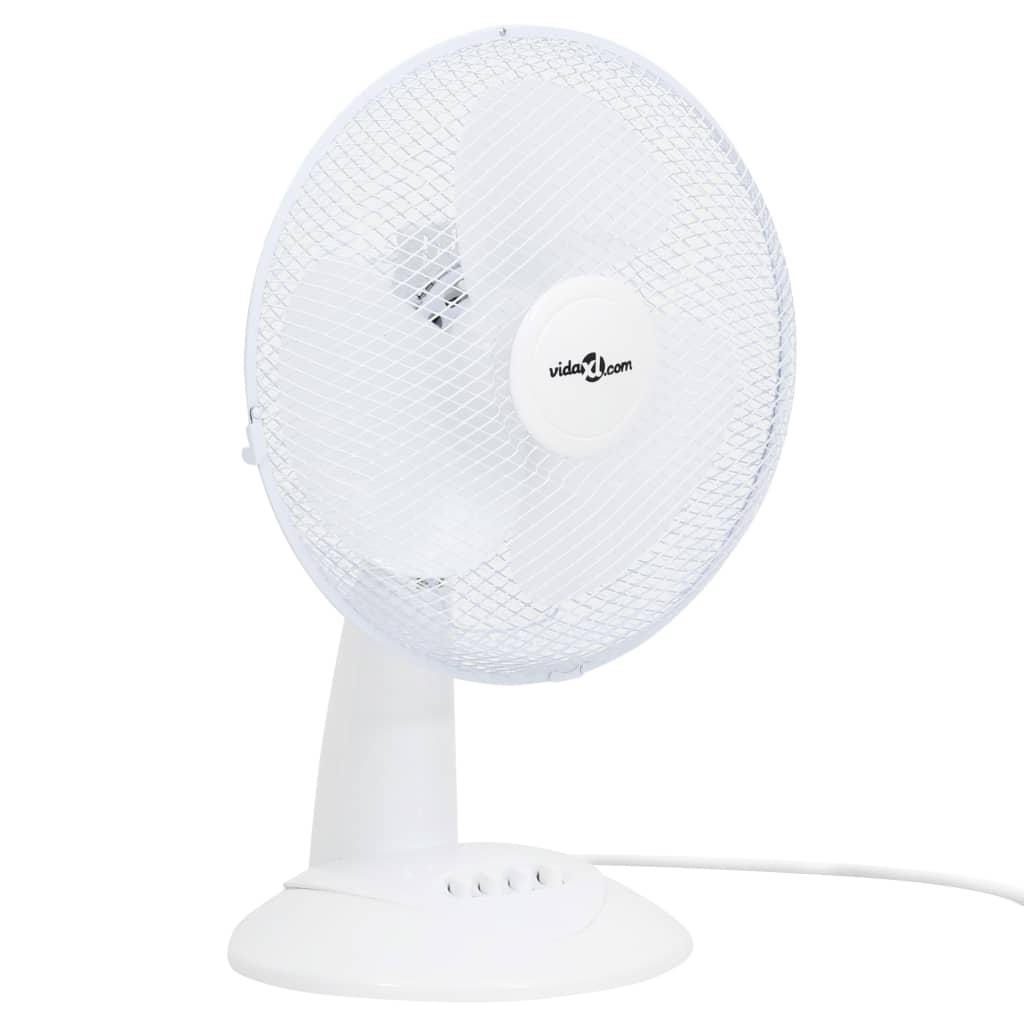 vidaXL Tischventilator 3 Geschwindigkeiten 30 cm 40 W Weiß 