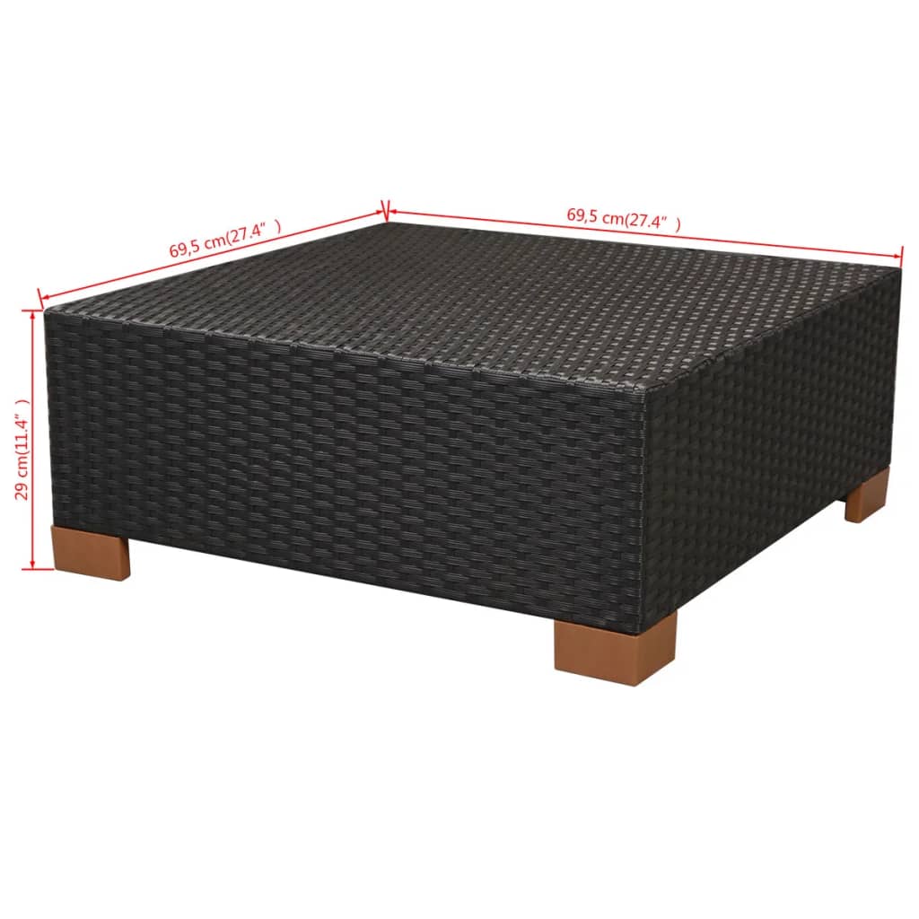 vidaXL 10-tlg. Garten-Lounge-Set mit Auflagen Poly Rattan Schwarz