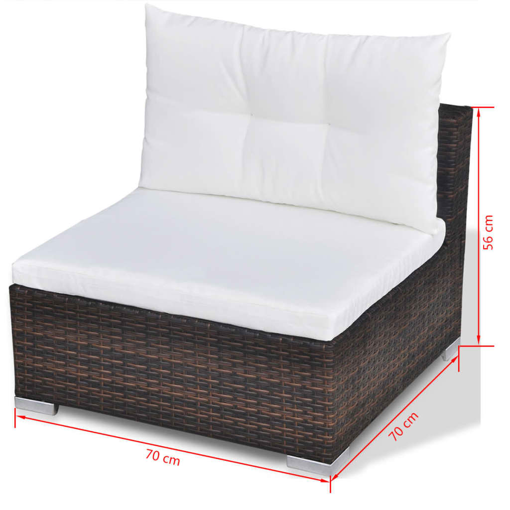 vidaXL 10-tlg. Garten-Lounge-Set mit Auflagen Poly Rattan Braun