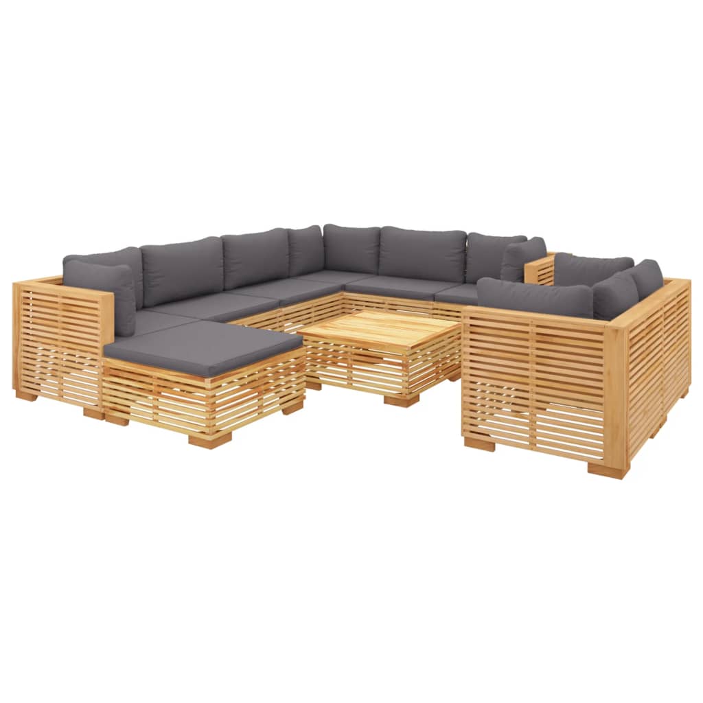 vidaXL 10-tlg. Garten-Lounge-Set mit Kissen Massivholz Teak