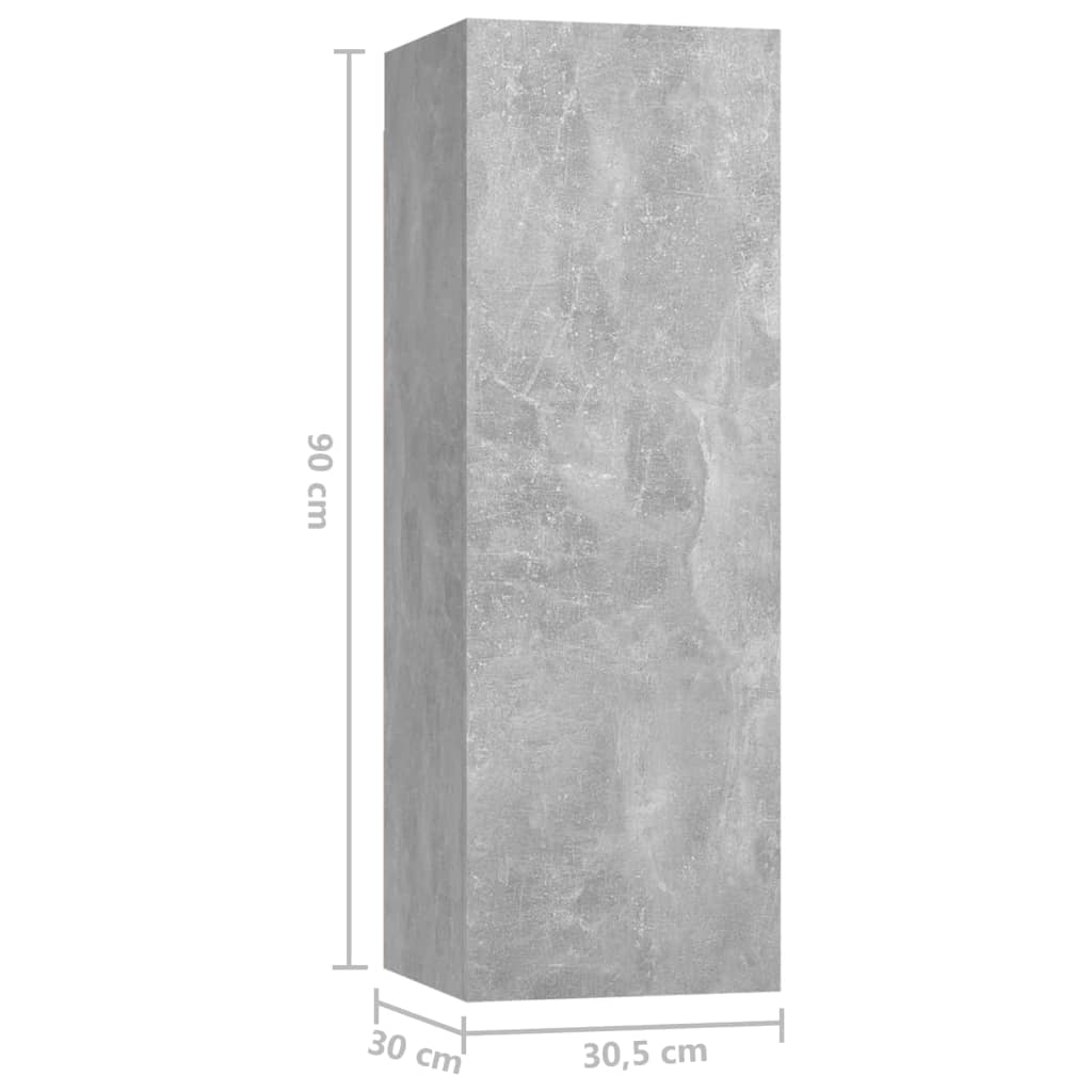 vidaXL 4-tlg. TV-Schrank-Set Betongrau Holzwerkstoff