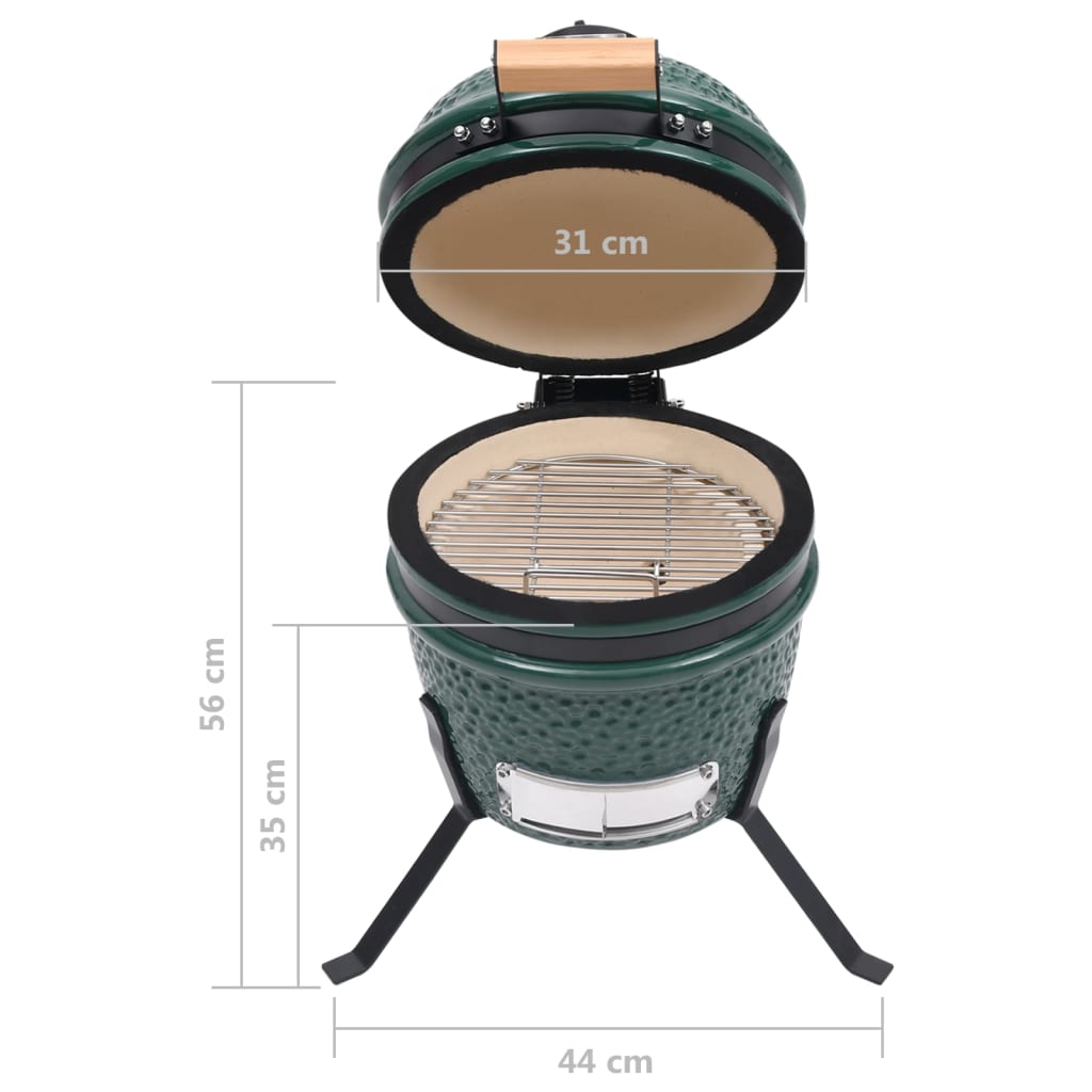 vidaXL 2-in-1 Kamado-Grill Smoker Keramik 56 cm Grün