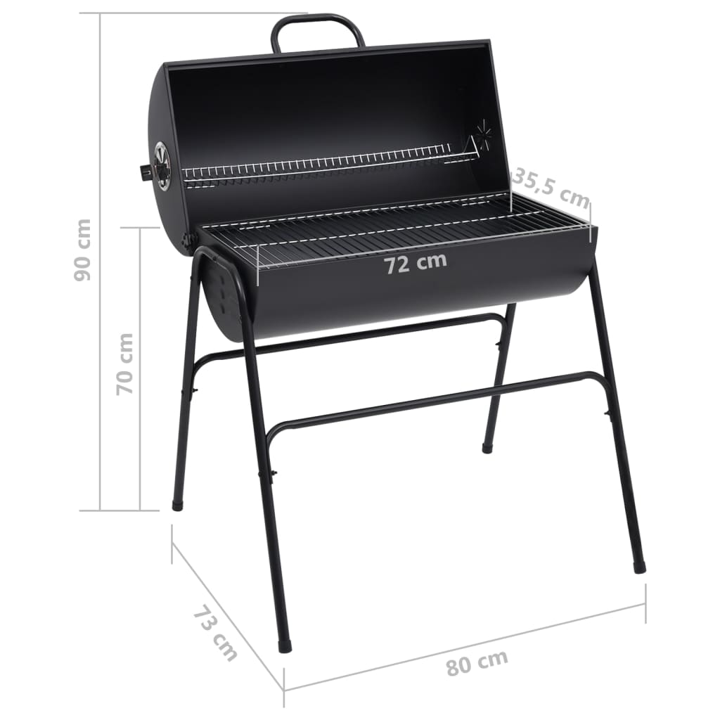 vidaXL Barbecue with 2 grill grates black 80x95x90 cm steel 