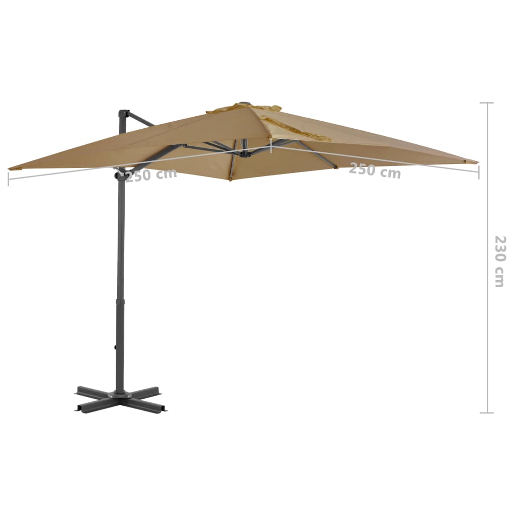 vidaXL Ampelschirm mit Aluminium-Mast 250x250 cm Taupe