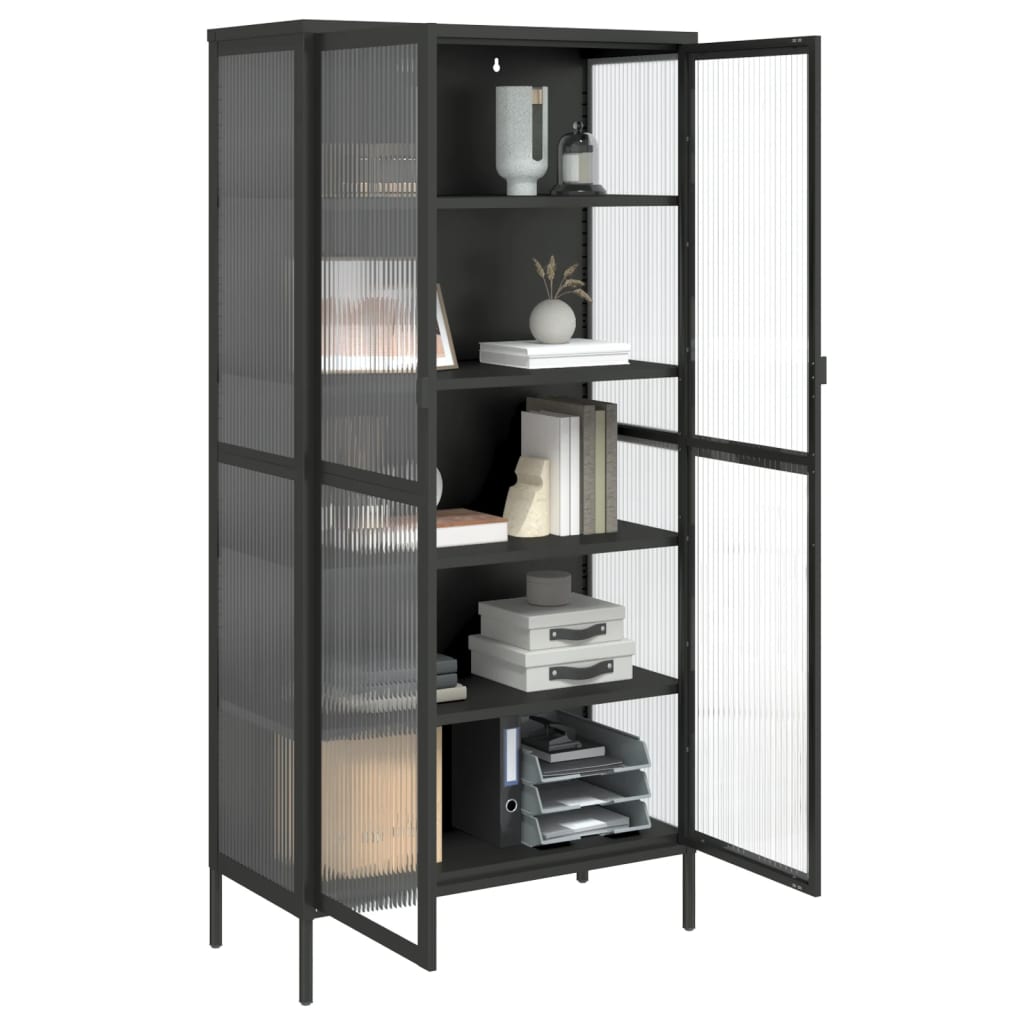 vidaXL Highboard Schwarz 85x40x180 cm Glas und Stahl