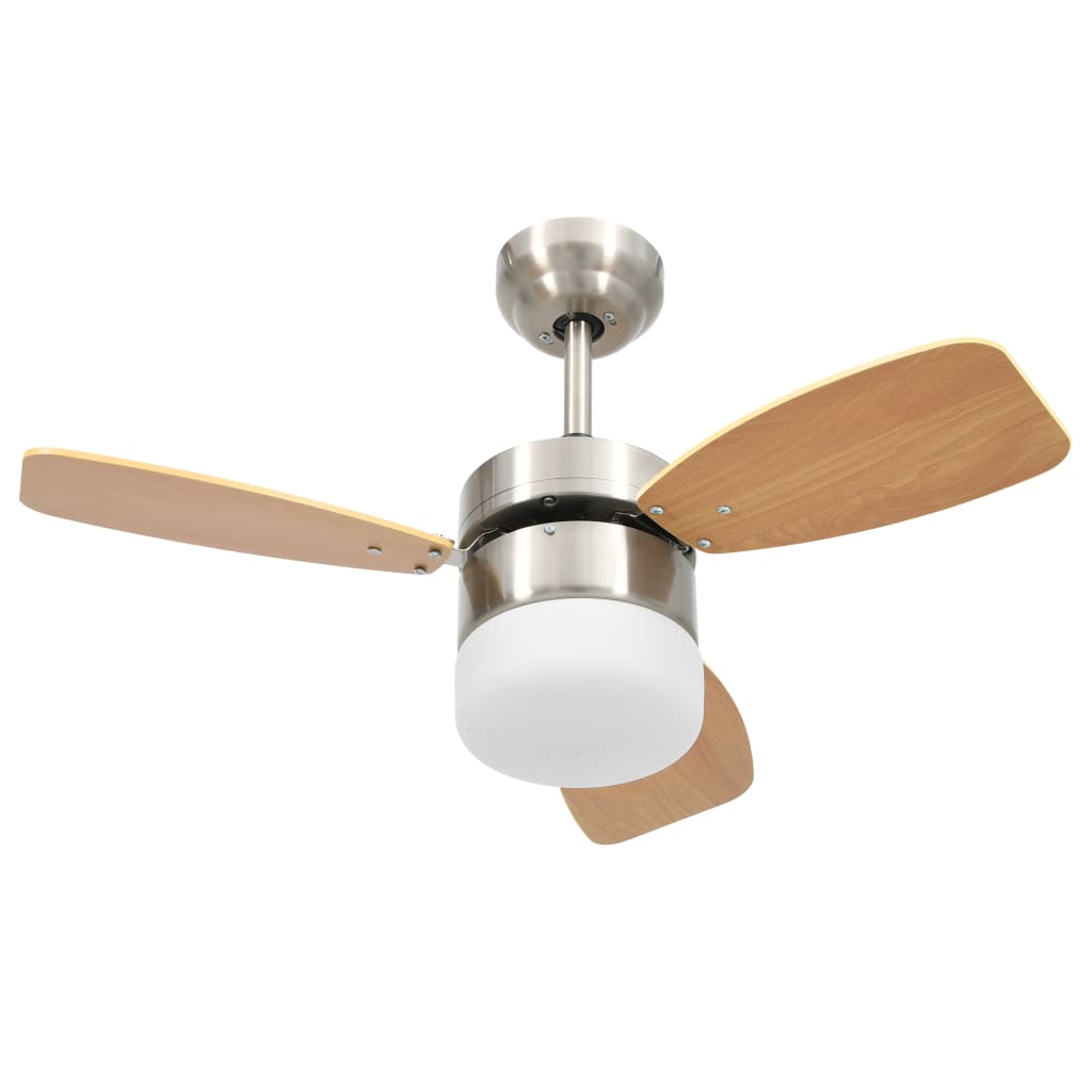 vidaXL Deckenventilator mit Licht und Fernbedienung 76 cm Hellbraun