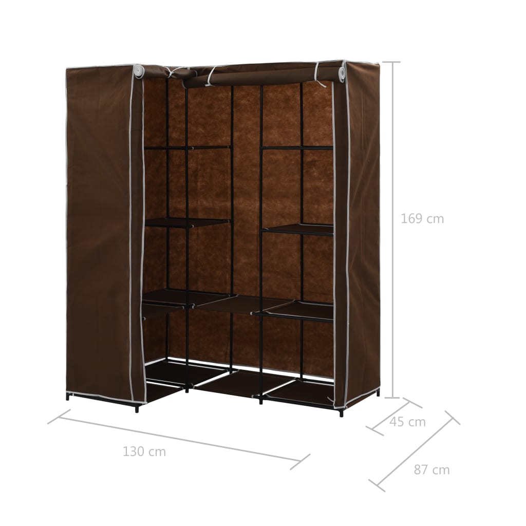 vidaXL Eckkleiderschrank Braun 130 x 87 x 169 cm