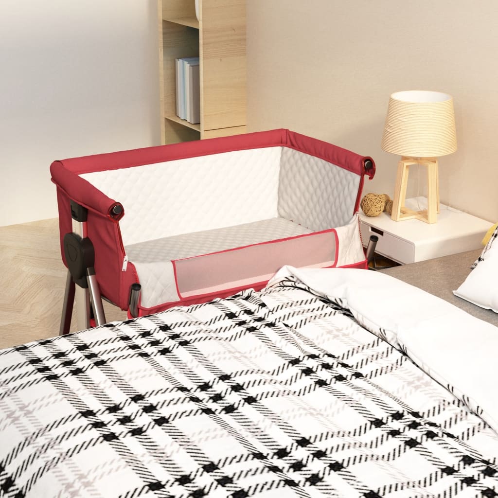 vidaXL Babybett mit Matratze Rot Leinenstoff