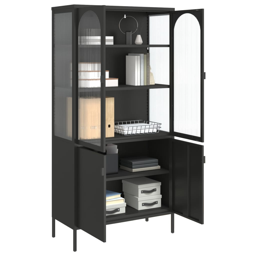 vidaXL Highboard Schwarz 90x40x180 cm Glas und Stahl