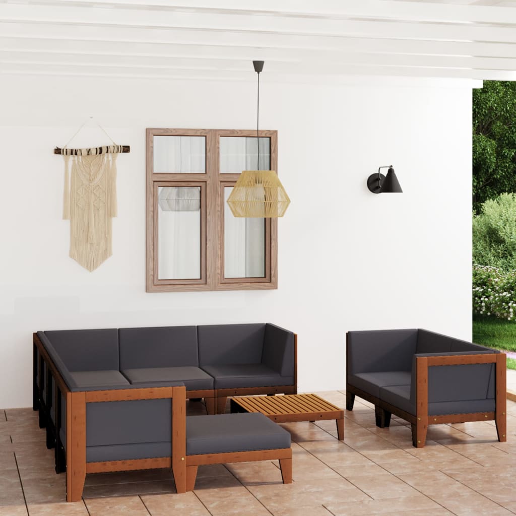 vidaXL 10-tlg. Garten-Lounge-Set mit Kissen Akazie Massivholz