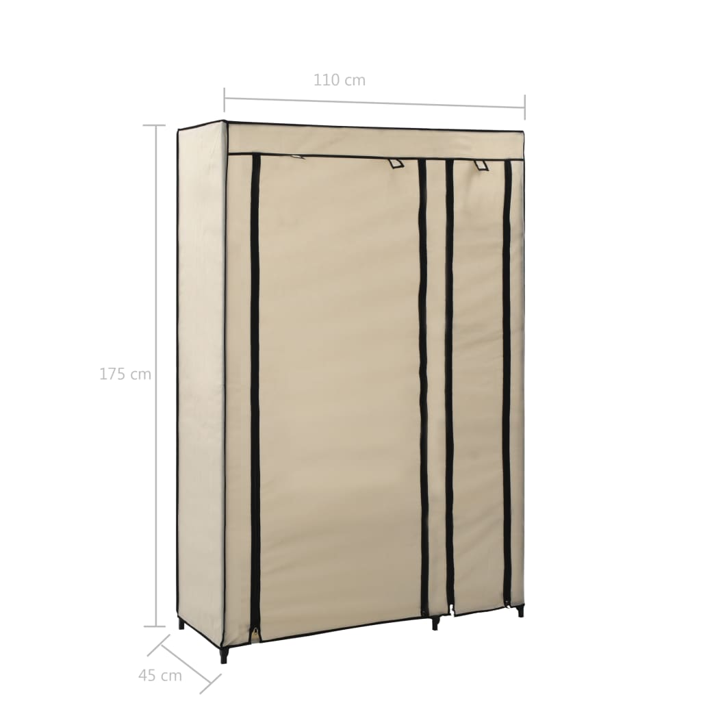 vidaXL Faltschränke 2 Stk. Creme 110x45x175 cm Stoff