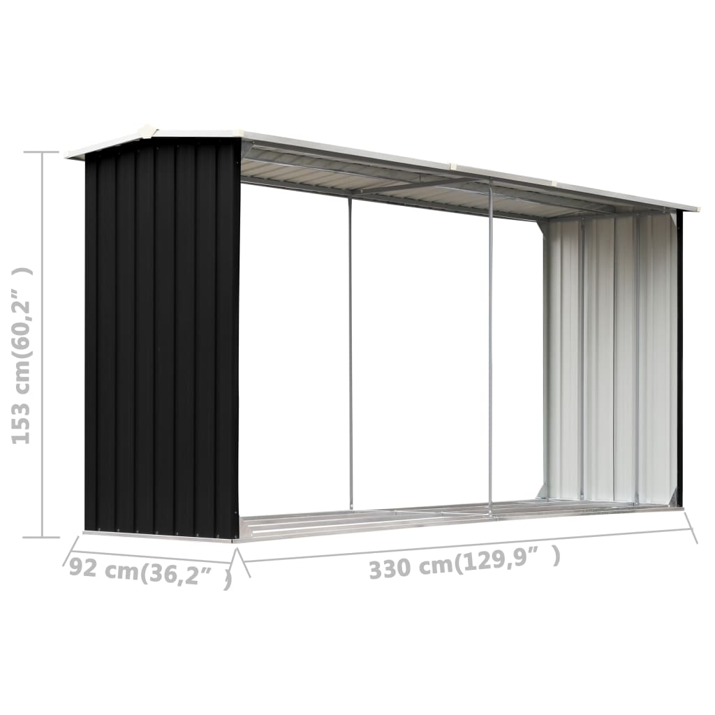 vidaXL Brennholzlager Verzinkter Stahl 330 x 92 x 153 cm Anthrazit