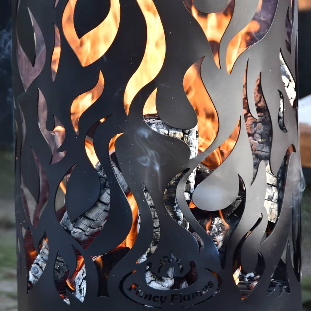 Esschert Design Feuerfass Flames Kohlenstoffstahl Schwarz FF408