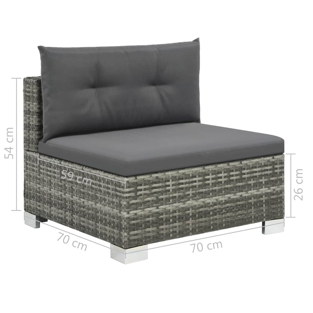 vidaXL 10-tlg. Garten-Lounge-Set mit Auflagen Poly Rattan Grau