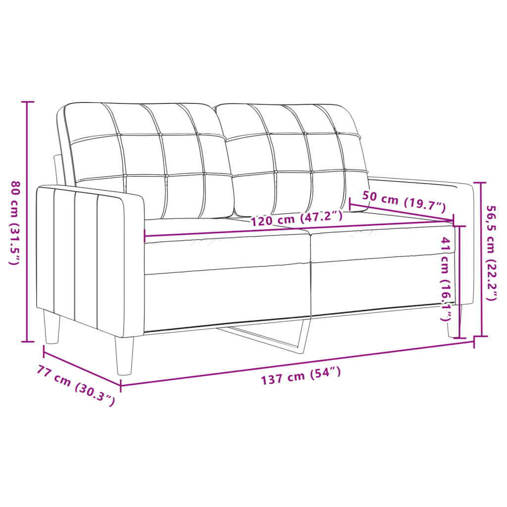 vidaXL 2-Sitzer-Sofa Dunkelgrau 120 cm Samt