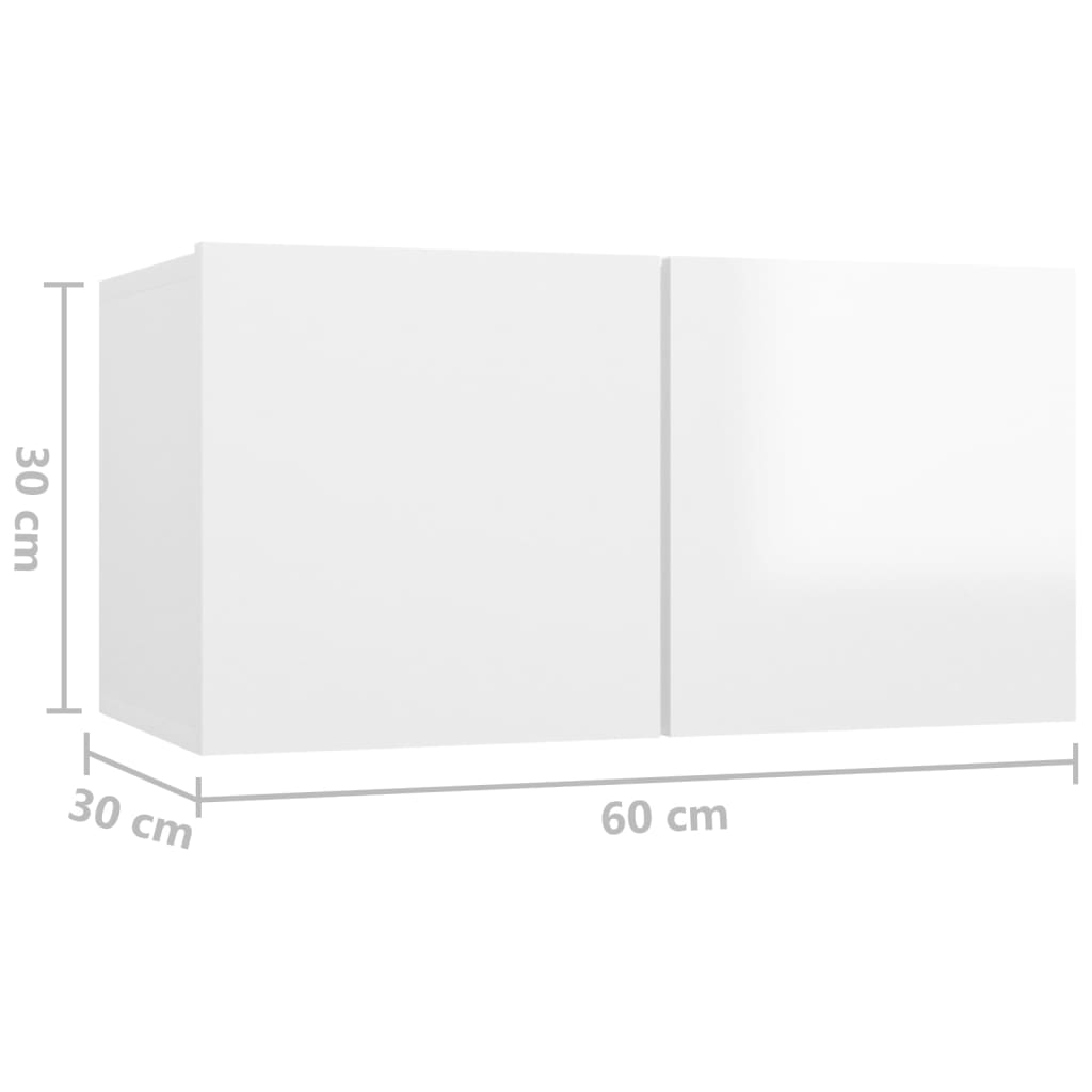 vidaXL 4-tlg. TV-Schrank-Set Hochglanz-Weiß Holzwerkstoff