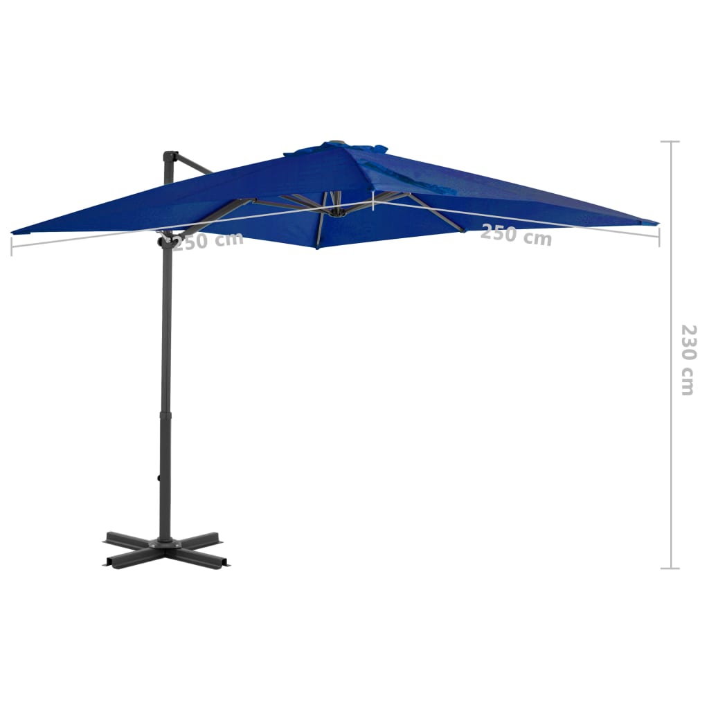 vidaXL Ampelschirm mit Aluminium-Mast Azurblau 250x250 cm