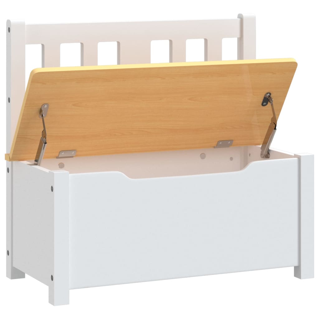 vidaXL Kinderbank mit Stauraum Weiß und Beige 60x30x55 cm MDF