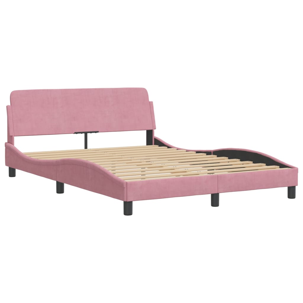 vidaXL Bett mit Matratze Rosa 140x190 cm Samt