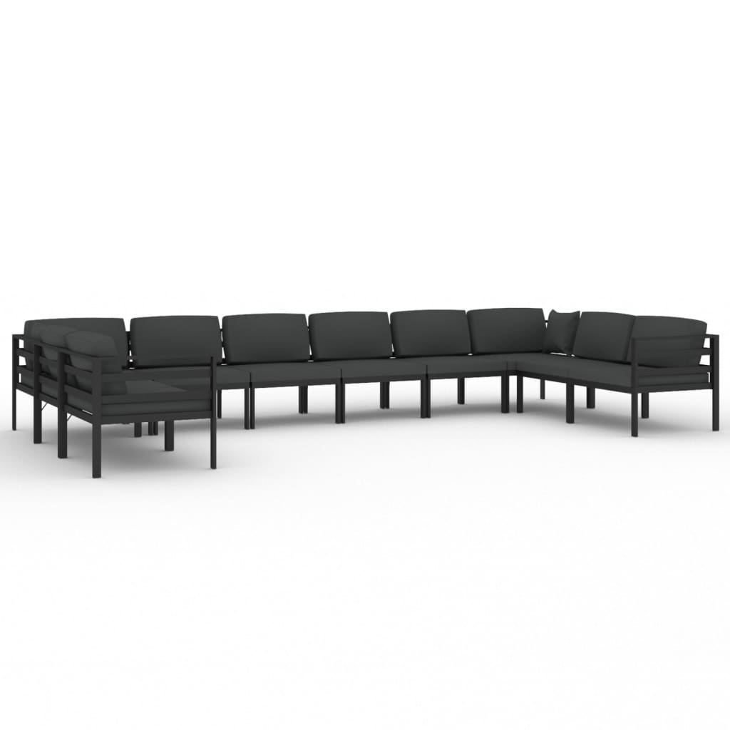 vidaXL 10-piece garden lounge set with cushions aluminium anthracite