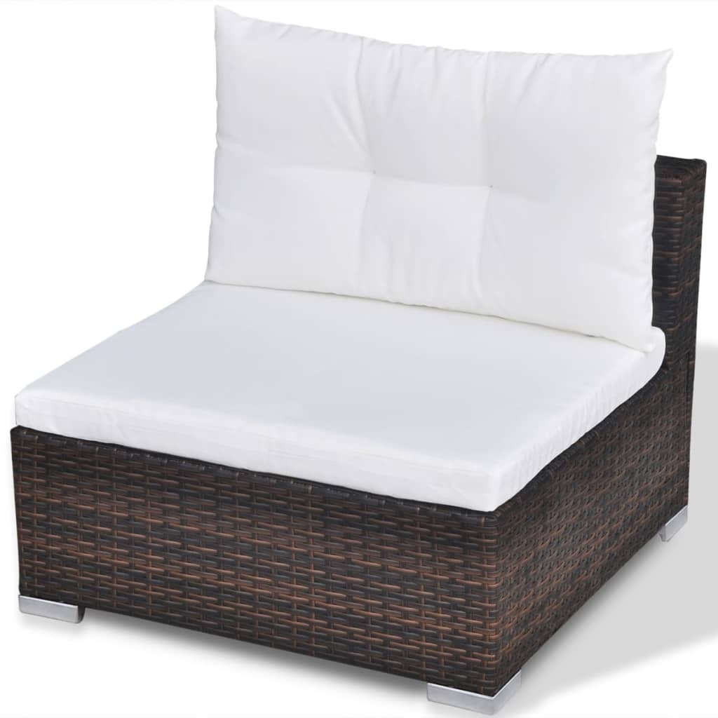 vidaXL 10-tlg. Garten-Lounge-Set mit Auflagen Poly Rattan Braun