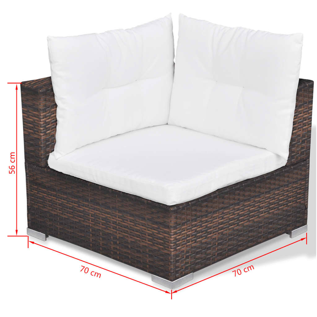 vidaXL 10-tlg. Garten-Lounge-Set mit Auflagen Poly Rattan Braun