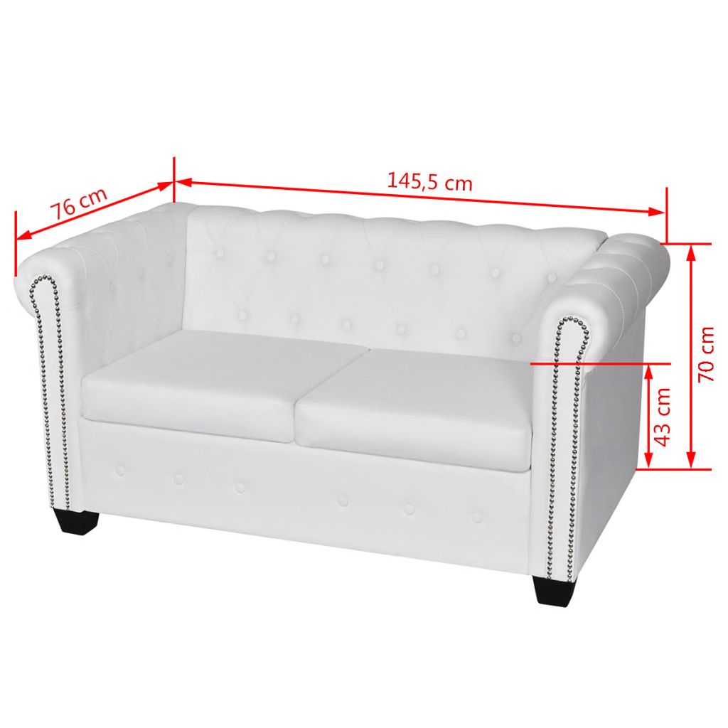   vidaXL Chesterfield-Sofas 2-Sitzer und 3-Sitzer Kunstleder Weiß 