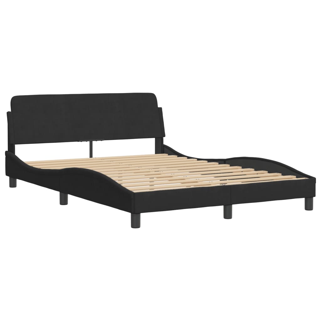 vidaXL Bett mit Matratze Schwarz 140x200 cm Samt